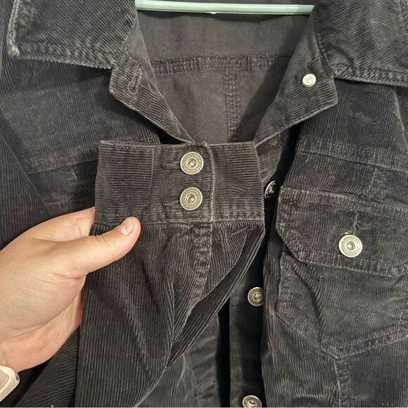 St. John's Bay Woman Black Corduroy Jacket Plus Size 1X Cotton & Spandex - Picture 3 of 7